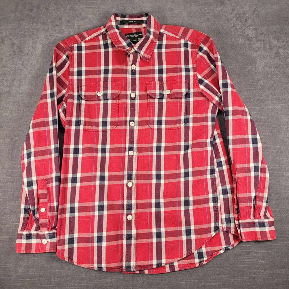 Eddie Bauer Flannel Shirt Classic Fit Plaid‎ Button Up Long Sleeve Mens M